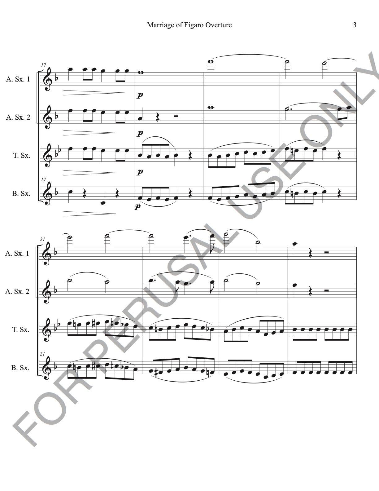 Sax Quartet sheet music (AATB)- The Marriage of Figaro Overture - ChaipruckMekara