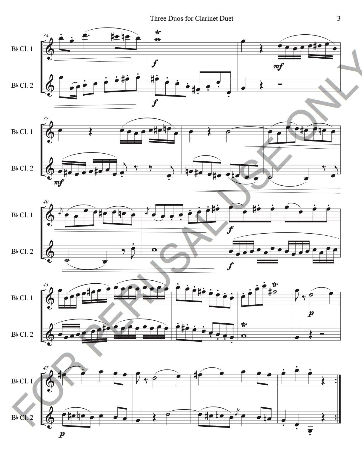 Clarinet Duet sheet music - Three Duos No.1: Beethoven (Bb and / or Bass) - ChaipruckMekara