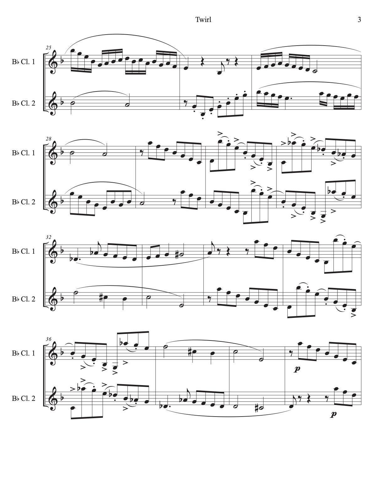 Twirl for Clarinet Duet sheet music (score+parts) - ChaipruckMekara