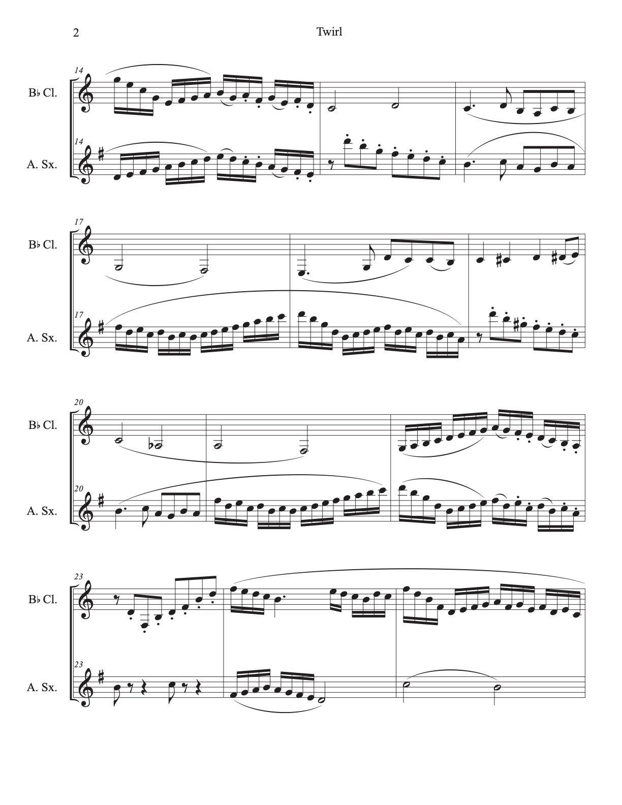 Twirl for BbClarinet and Alto Saxophone Duet (score+parts) - ChaipruckMekara