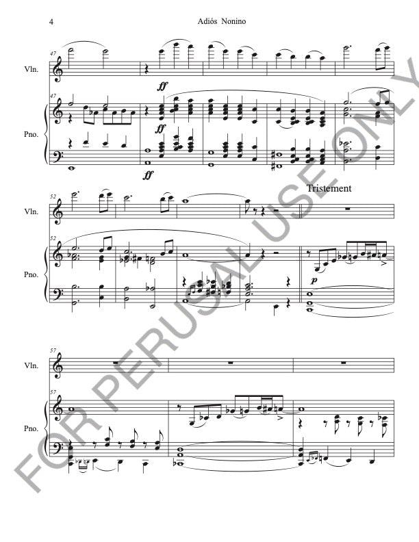 Violin and Piano sheet music: Adiós Nonino by Astor Piazzolla - ChaipruckMekara