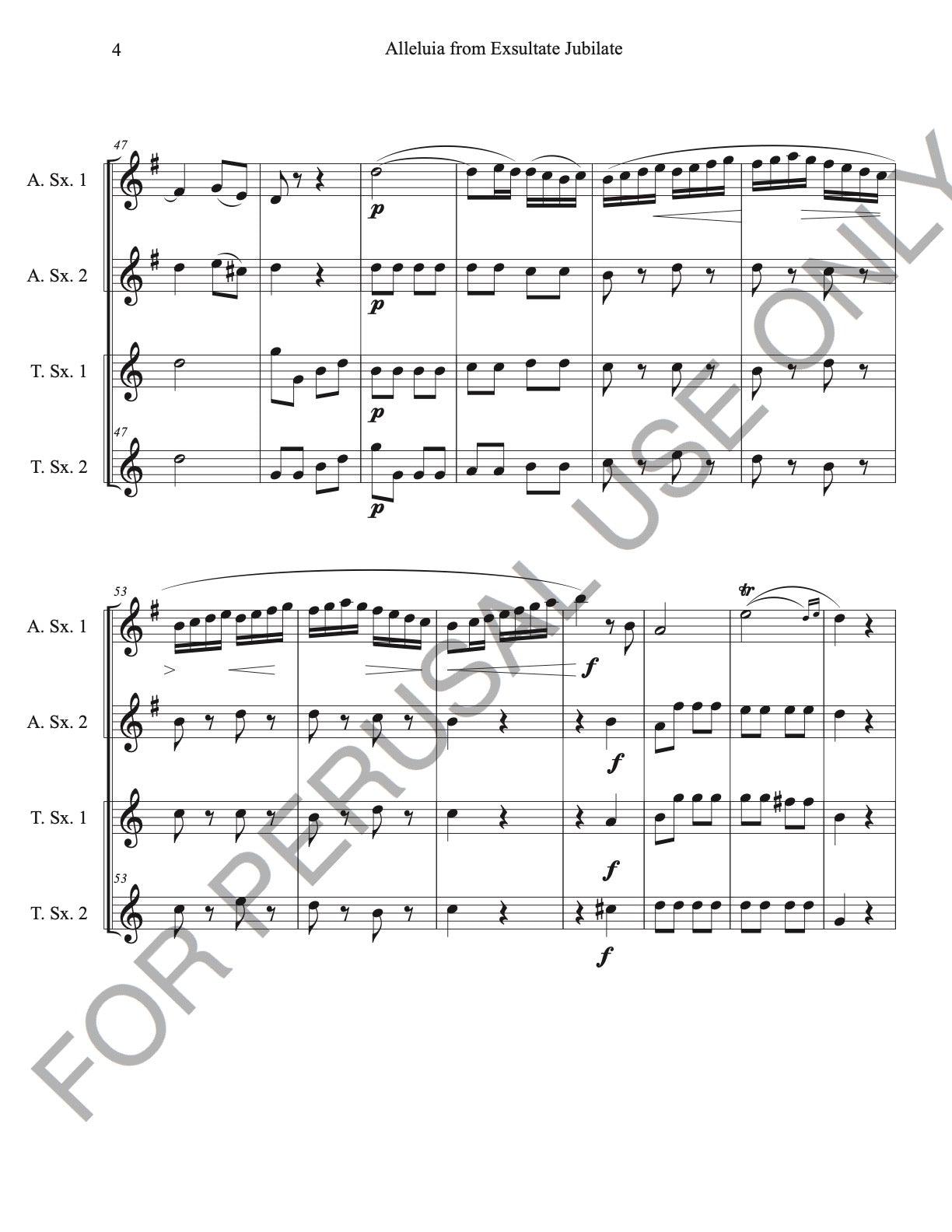 Sax Quartet Sheet Music (AATT)- Mozart's Alleluia from Exsultate Jubilate - ChaipruckMekara