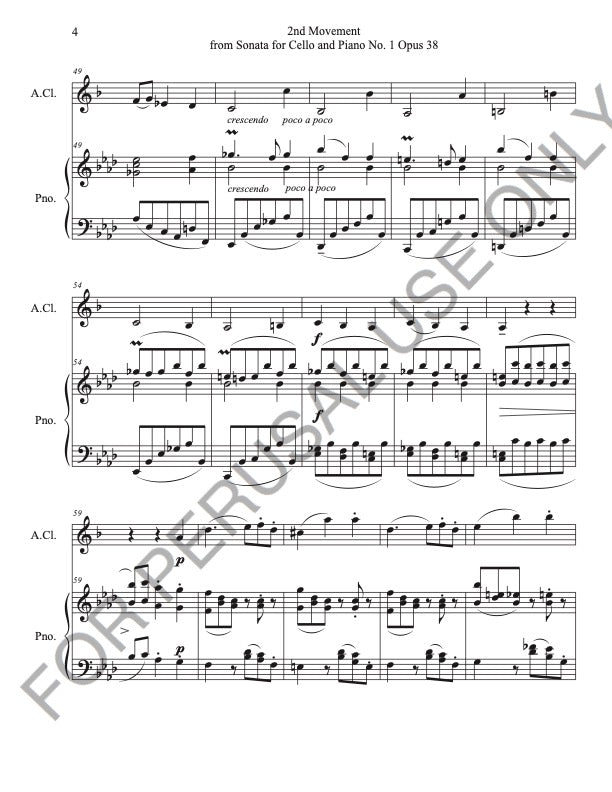 Alto Clarinet and Piano from 2nd movement Brahms Sonata no.1 for Cello and Piano