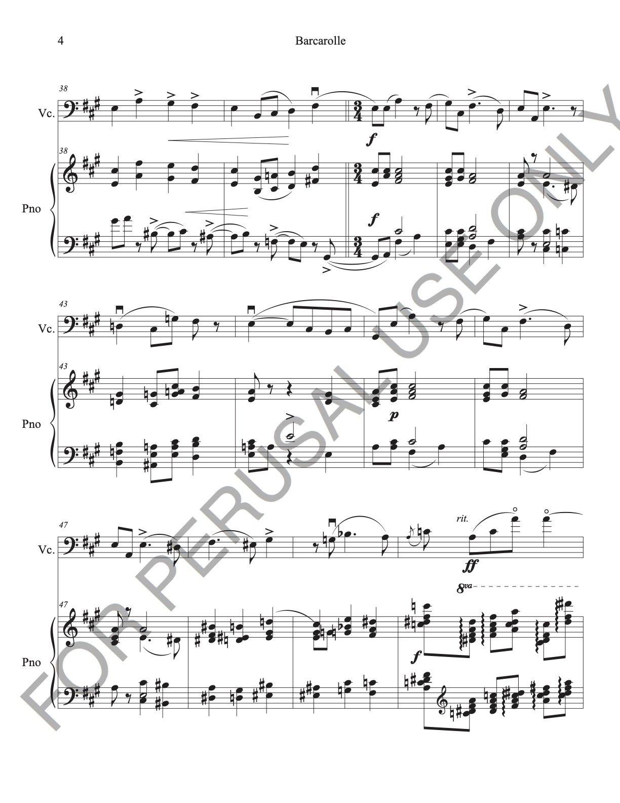 The seasons, "barcarolle" - Tchaikovsky - Violoncello and Piano sheet music - ChaipruckMekara