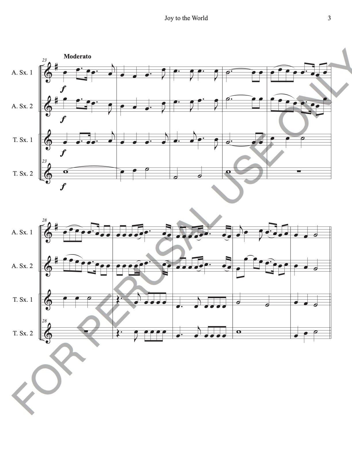 Joy to the World (for Saxophone Quartet-AATT) - ChaipruckMekara