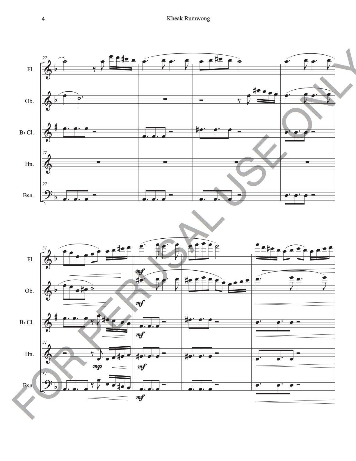 Woodwind Quintet sheet music - Kheak Rumwong (แขกรำวง) A Circle Dance - ChaipruckMekara