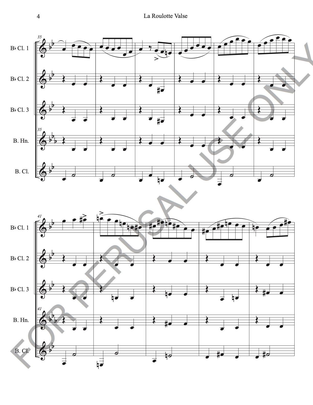 Clarinet Quintet sheet music (3Bb+Basset+Bass): La Roulotte Valse by Louis Corchia - ChaipruckMekara