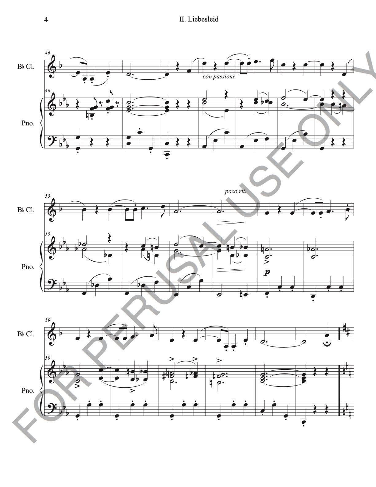 Bb Clarinet and Piano sheet music:Liebesleid (score+parts+mp3) - ChaipruckMekara