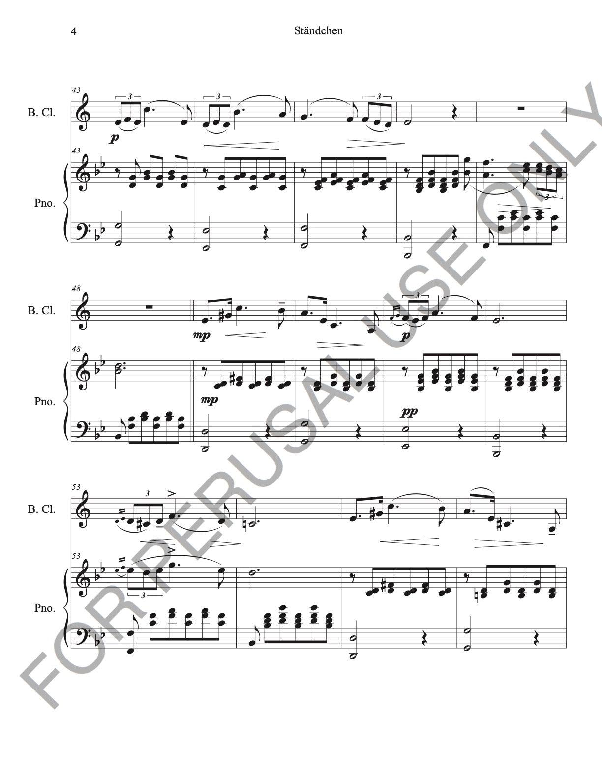 Bass Clarinet and Piano Sheet music: Schubert's Ständchen D.957 No. 4 - ChaipruckMekara