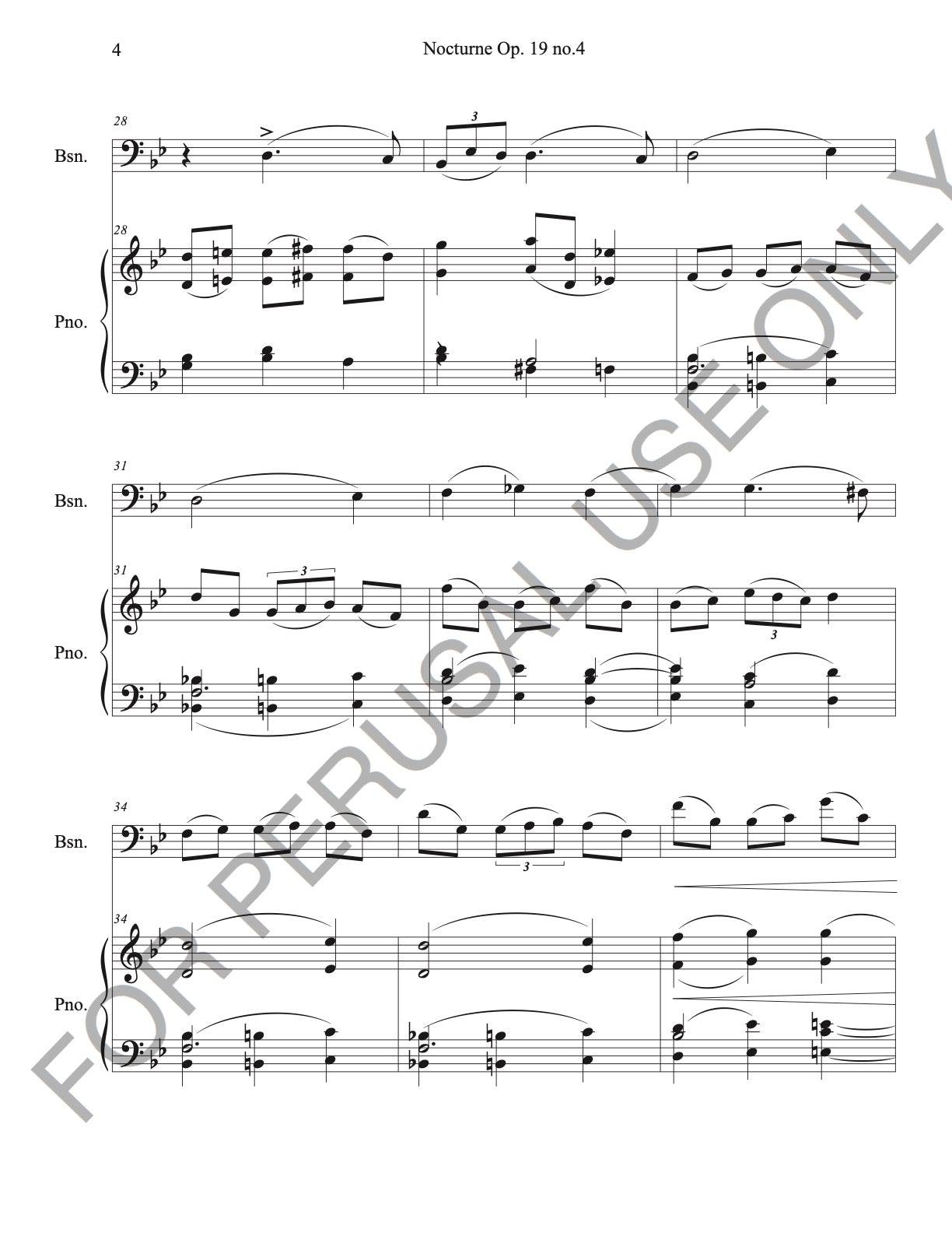 Bassoon and Piano sheet music: Tchaikovsky's Nocturne, Op. 19 - ChaipruckMekara