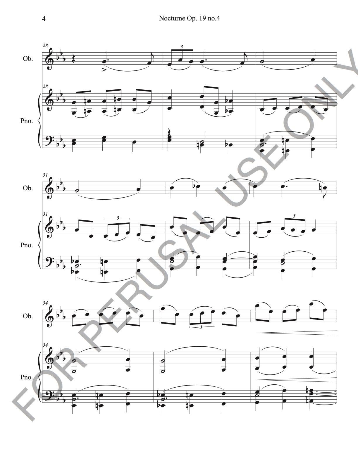 Oboe and Piano sheet music: Tchaikovsky's Nocturne, Op. 19 - ChaipruckMekara
