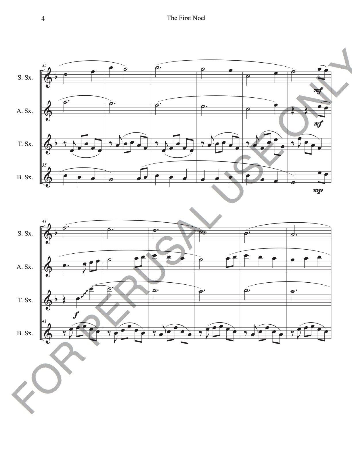 The First Noel for Saxophone Quartet (SATB) - ChaipruckMekara