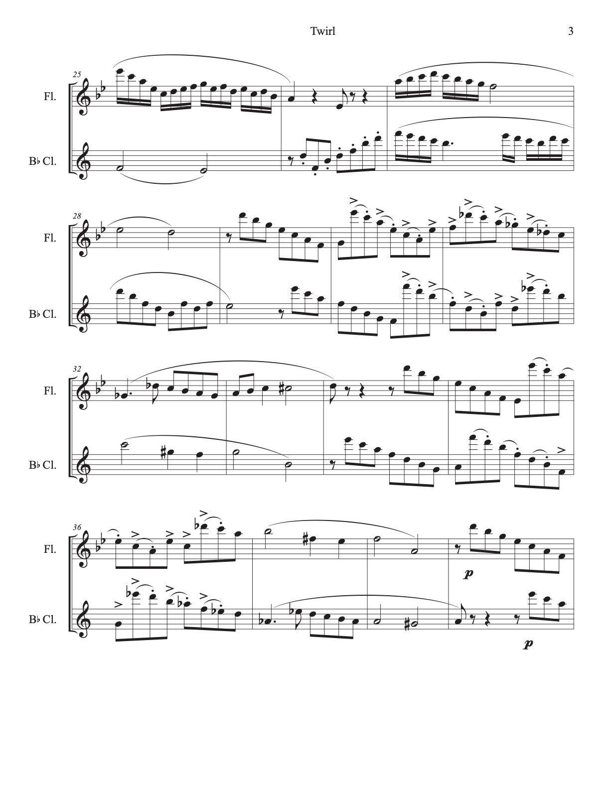 Twirl for Flute and Bb Clarinet Duet (score+parts) - ChaipruckMekara