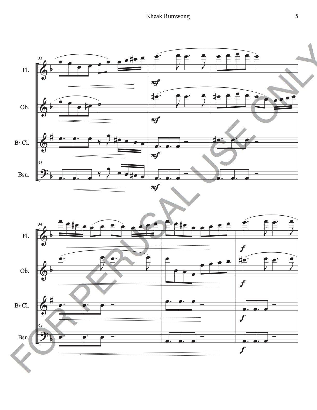Woodwind Quartet sheet music: Kheak Rumwong - A Circle Dance - ChaipruckMekara