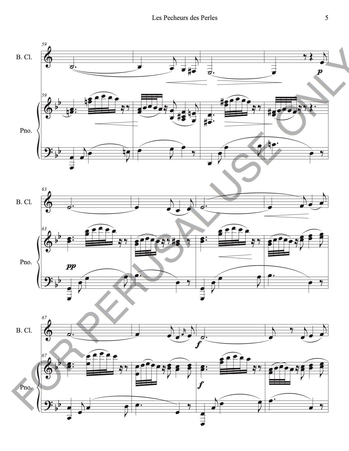 Bass Clarinet and Piano sheet music: Je crois entendre encore from Les Pecheurs de Perles - ChaipruckMekara
