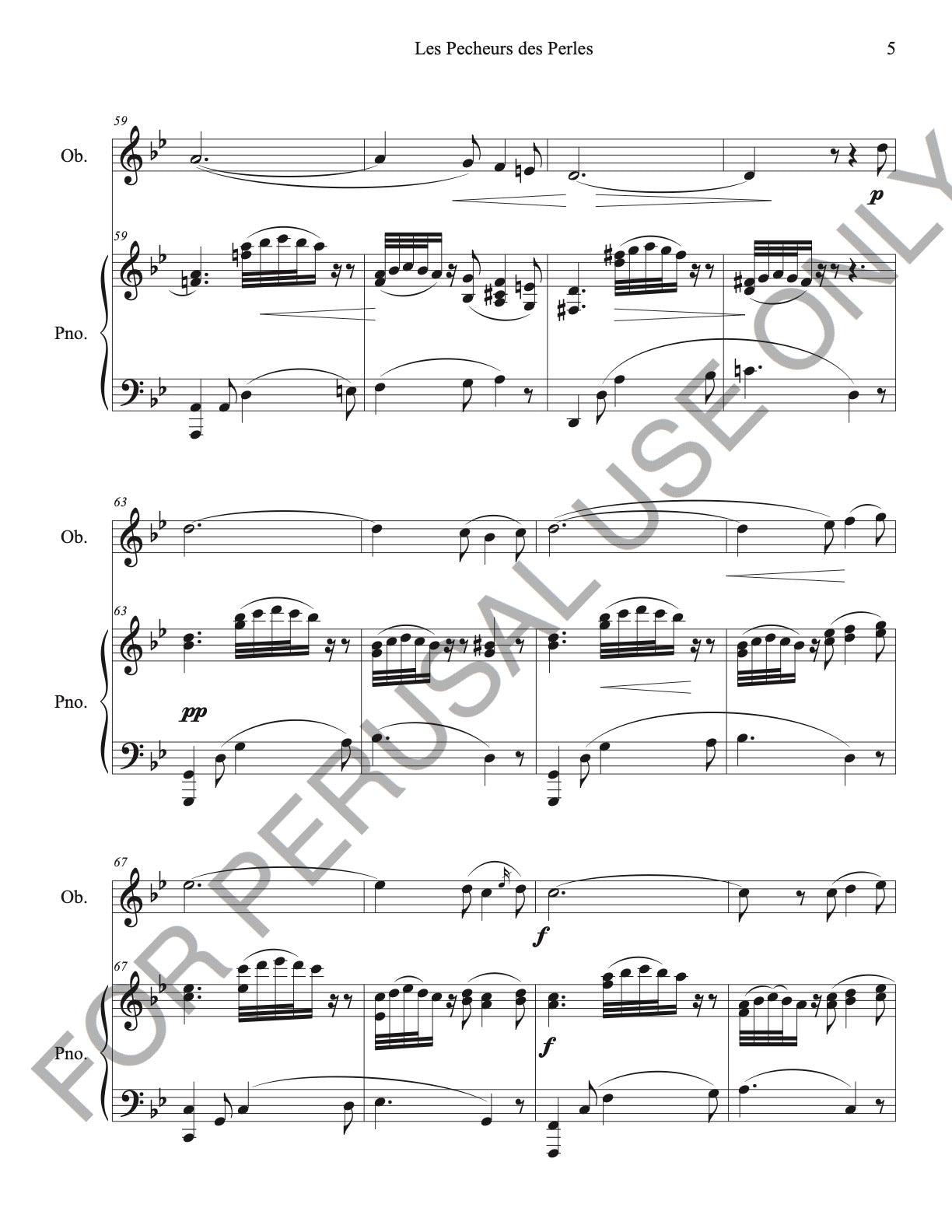 Oboe and Piano sheet music: Je crois entendre encore from Les Pecheurs de Perles - ChaipruckMekara