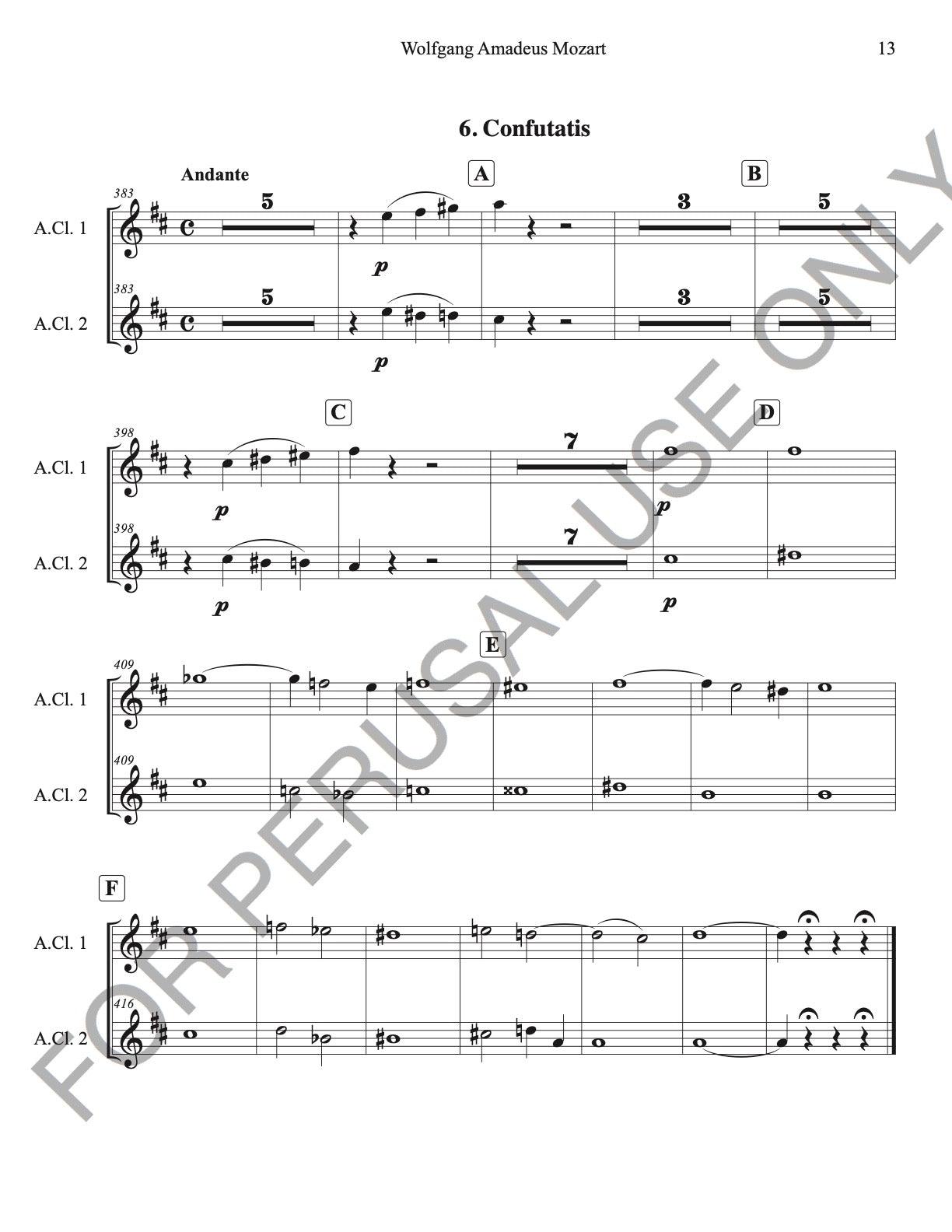 Alto Clarinet 1&2 parts (complete) Mozart's Requiem, K. 626 - ChaipruckMekara