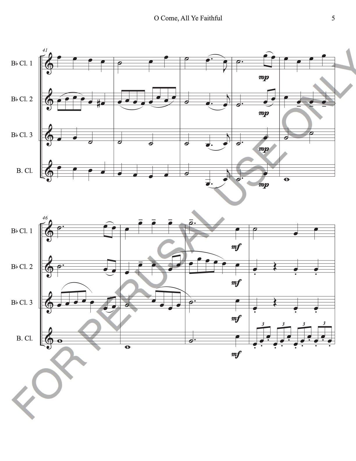 O Come, All Ye Faithful for Clarinet Quartet - ChaipruckMekara