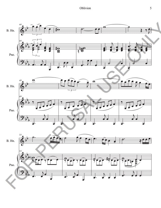 Oblivion for Basset Horn and Piano by Astor Piazzolla (Score+Parts+mp3)