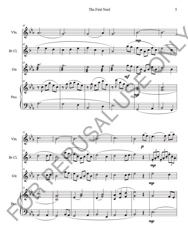 The First Noel for Violin, Bb Clarinet, Guitar and Piano - ChaipruckMekara