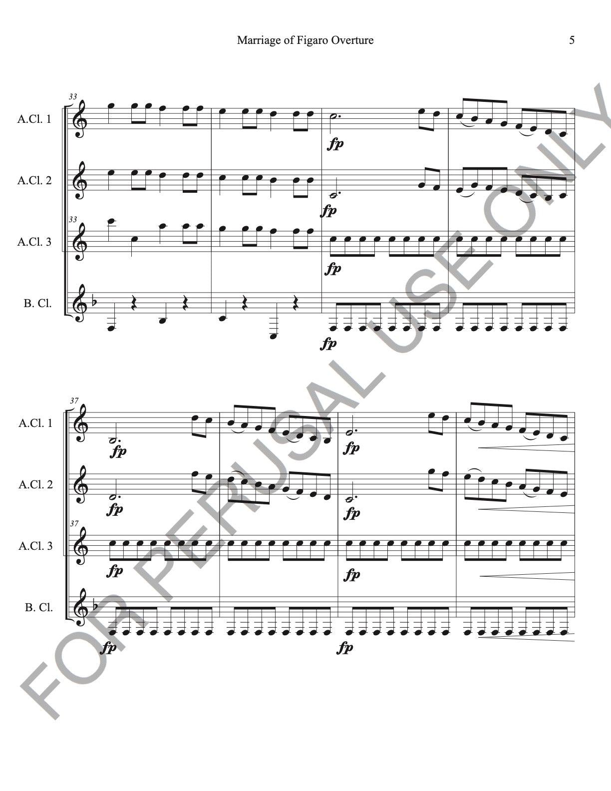 Clarinet Quartet sheet music (3 Altos+Bass)- The Marriage of Figaro Overture - ChaipruckMekara