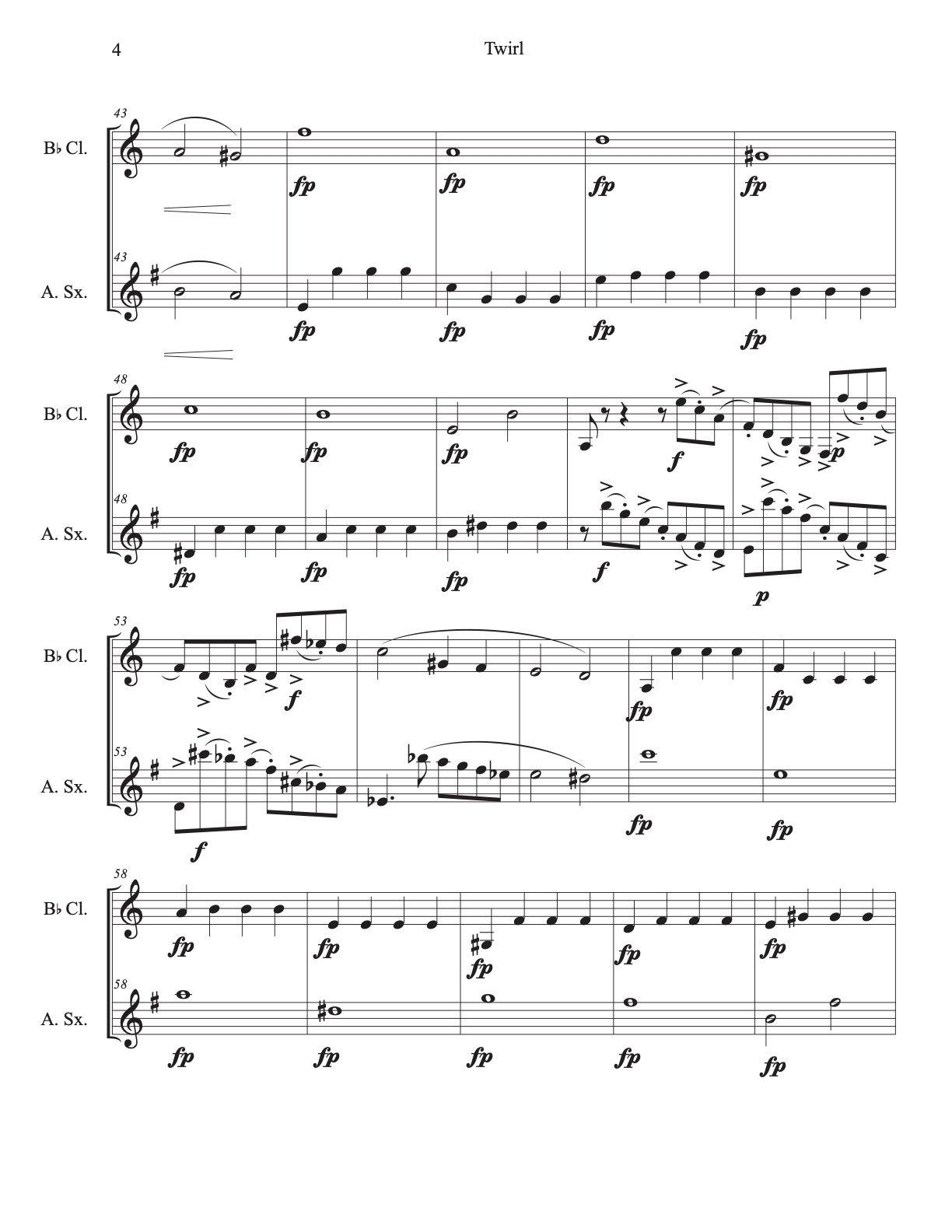 Twirl for BbClarinet and Alto Saxophone Duet (score+parts) - ChaipruckMekara