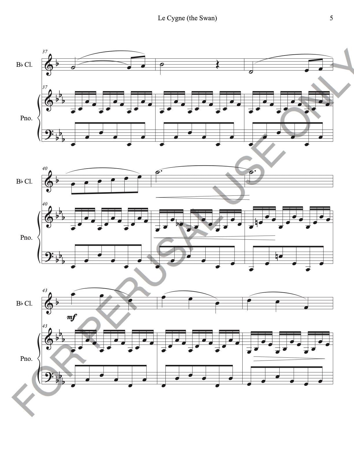 Bb Clarinet and Piano sheet music: The Swan by Saint-Saëns (score+parts+mp3) - ChaipruckMekara