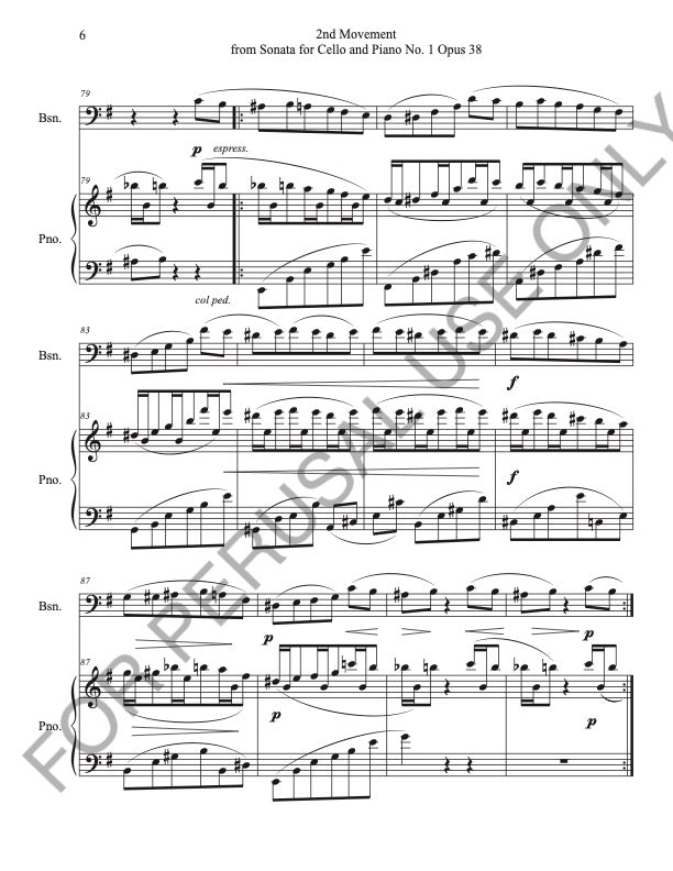 Bassoon and Piano from 2nd movement Brahms Sonata no.1 for Cello and Piano
