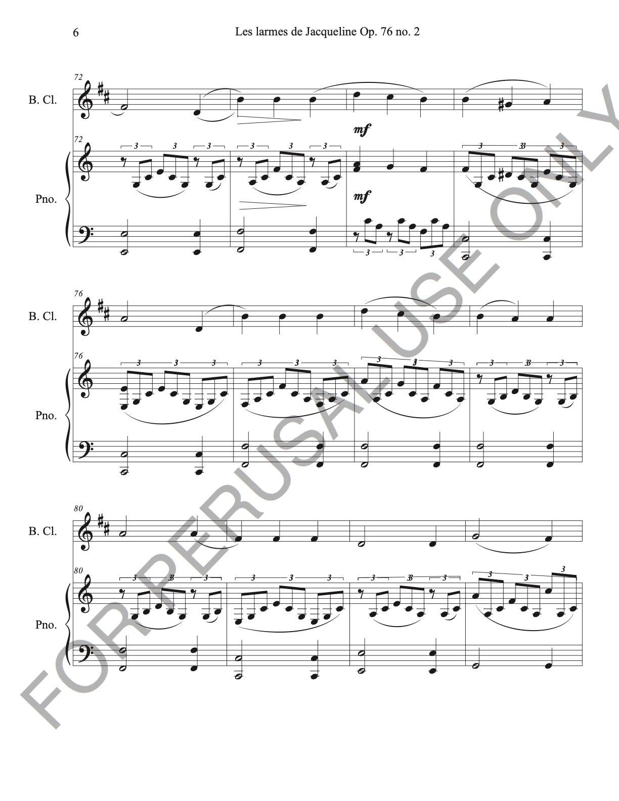 Bass Clarinet and Piano Sheet music: Les larmes de Jacqueline - Offenbach - ChaipruckMekara