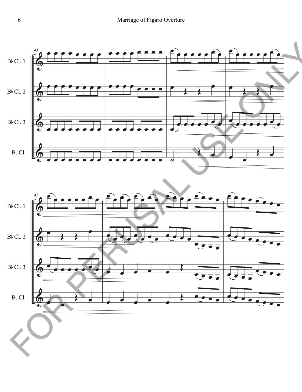 Clarinet Quartet sheet music- Mozart's The Marriage of Figaro Overture - ChaipruckMekara