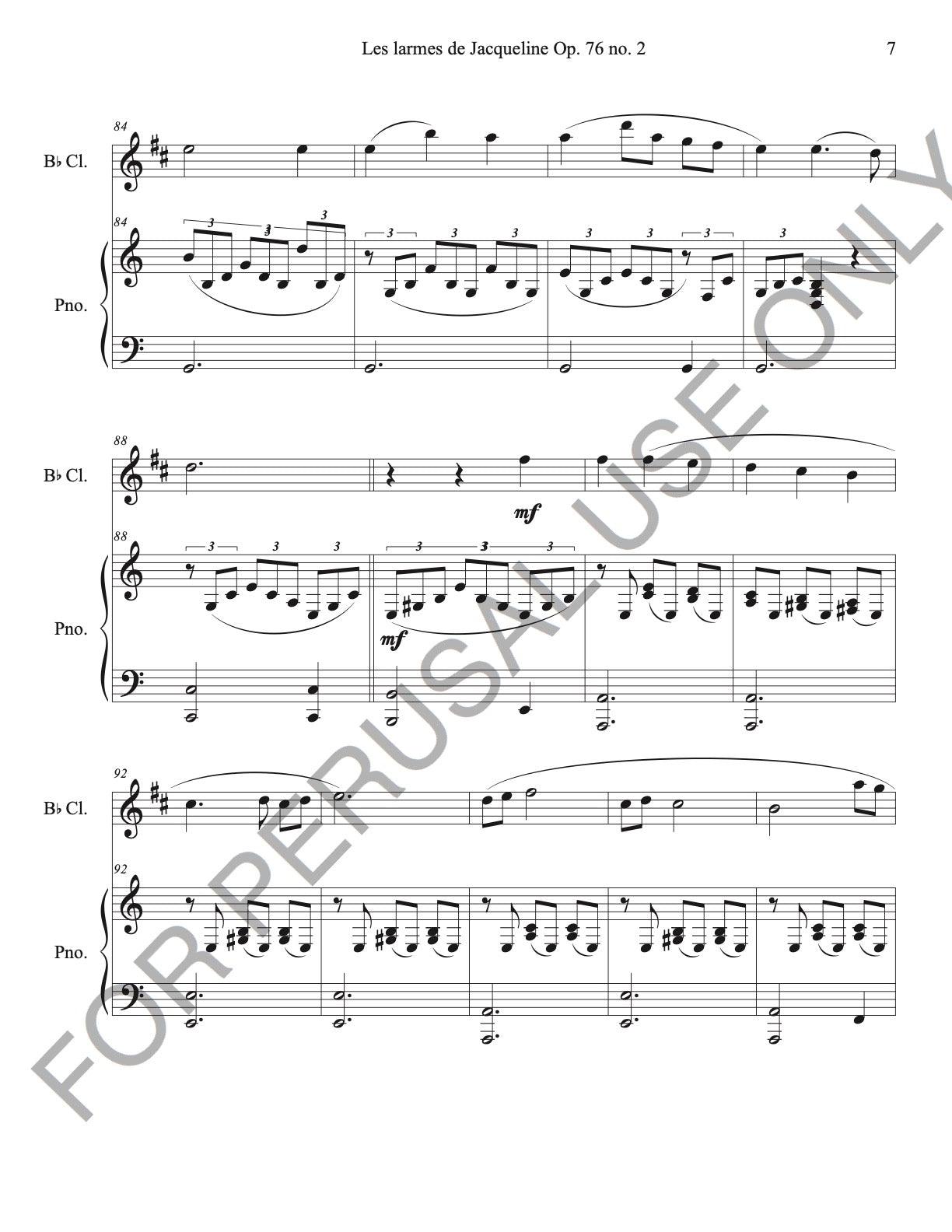 Bb Clarinet and Piano Sheet music: Les larmes de Jacqueline - Offenbach (score+parts+mp3) - ChaipruckMekara