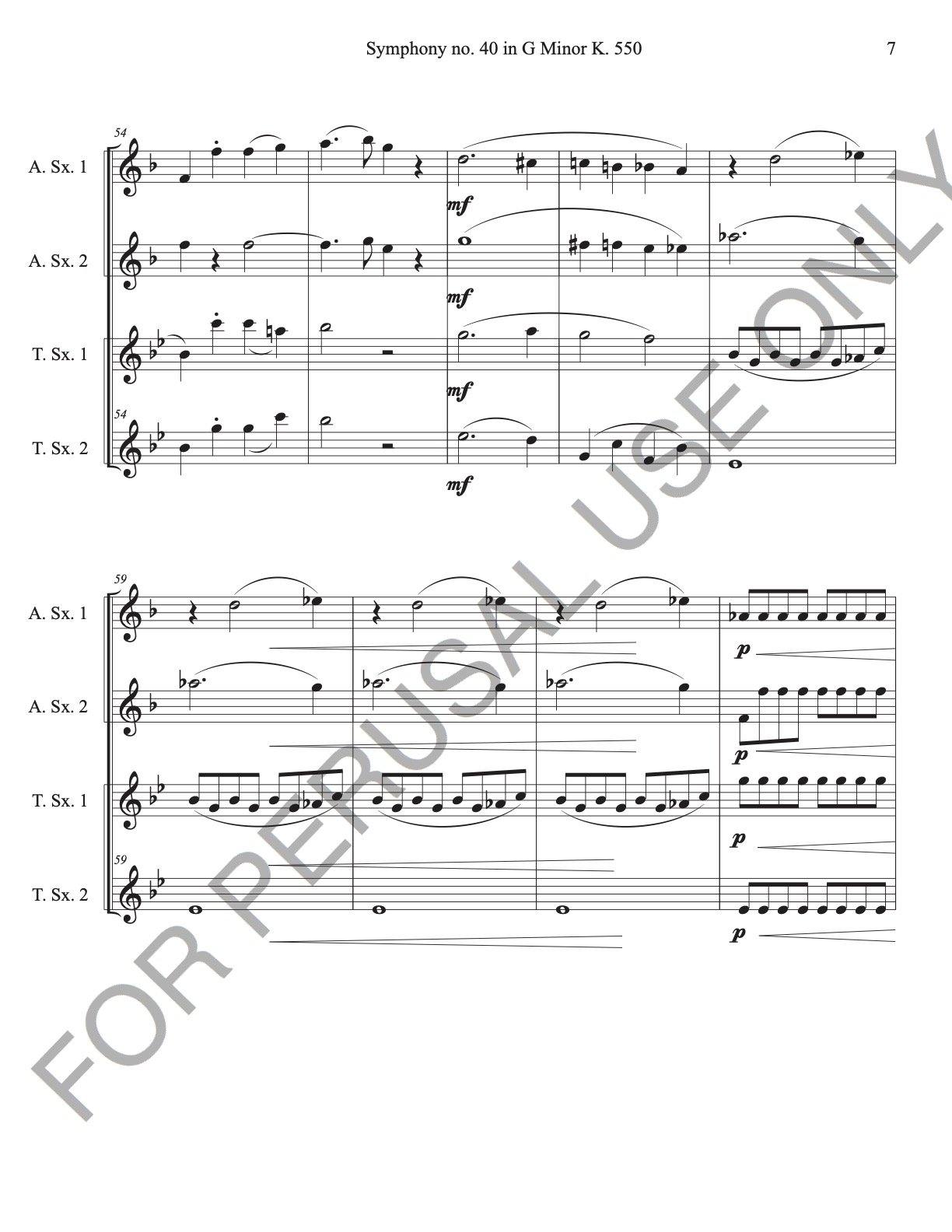 Sax Quartet (AATT) sheet music - Mozart's Symphony no.40 - ChaipruckMekara