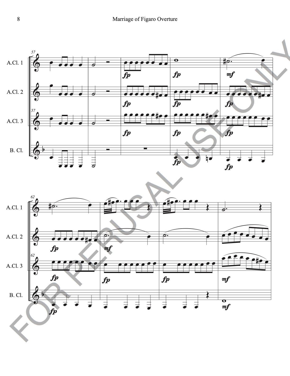 Clarinet Quartet sheet music (3 Altos+Bass)- The Marriage of Figaro Overture - ChaipruckMekara