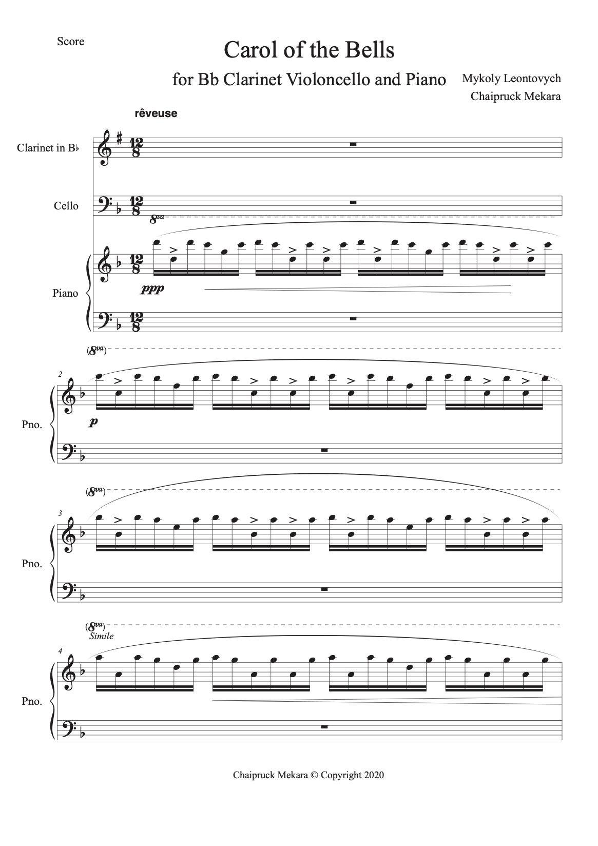 Audio Mp3 - Piano part for Carol of the Bells - ChaipruckMekara