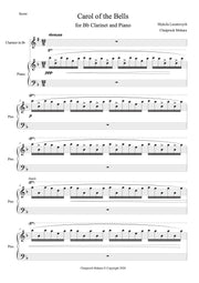 Carol of the Bells สำหรับ Bb Clarinet และ Piano (Score + Parts)