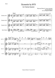 Clarinet Quartet sheet music: BTS Dynamite