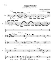 เพลง Happy Birthday - Solo Violoncello และ Two Voices (Score + Parts)