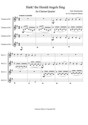 Hark! The Herald Angels Sing for Clarinet Quartet (Score + Parts)
