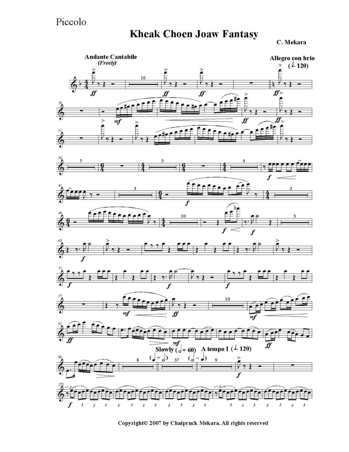Kheak Choen Joaw Fantasy for Symphonic Band- Wind Symphony (Parts set only) - ChaipruckMekara