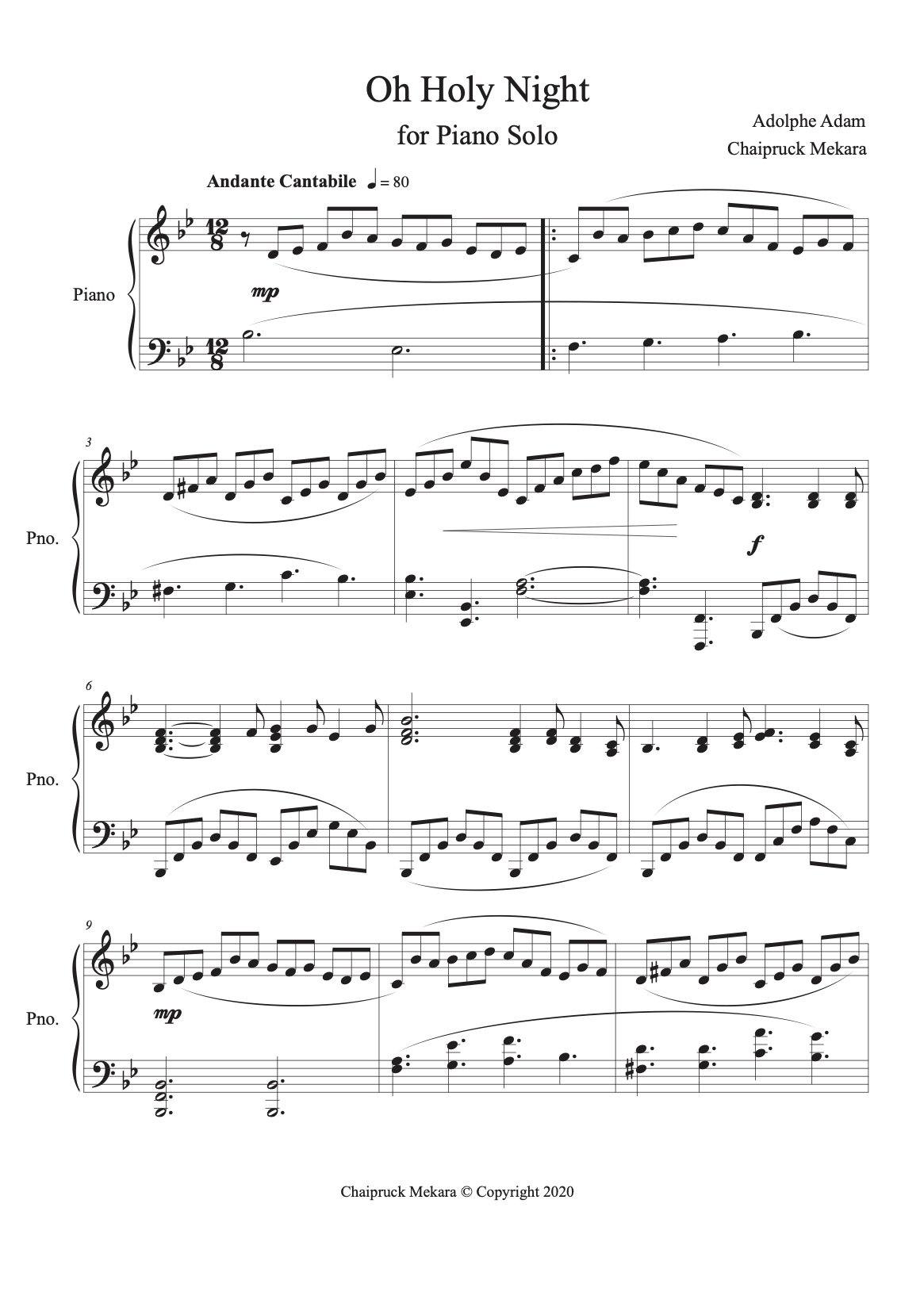Oh Holy Night Piano Solo - ChaipruckMekara