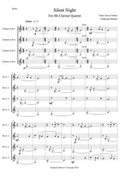 Silent Night สำหรับ Clarinet Quartet (Score + Parts)
